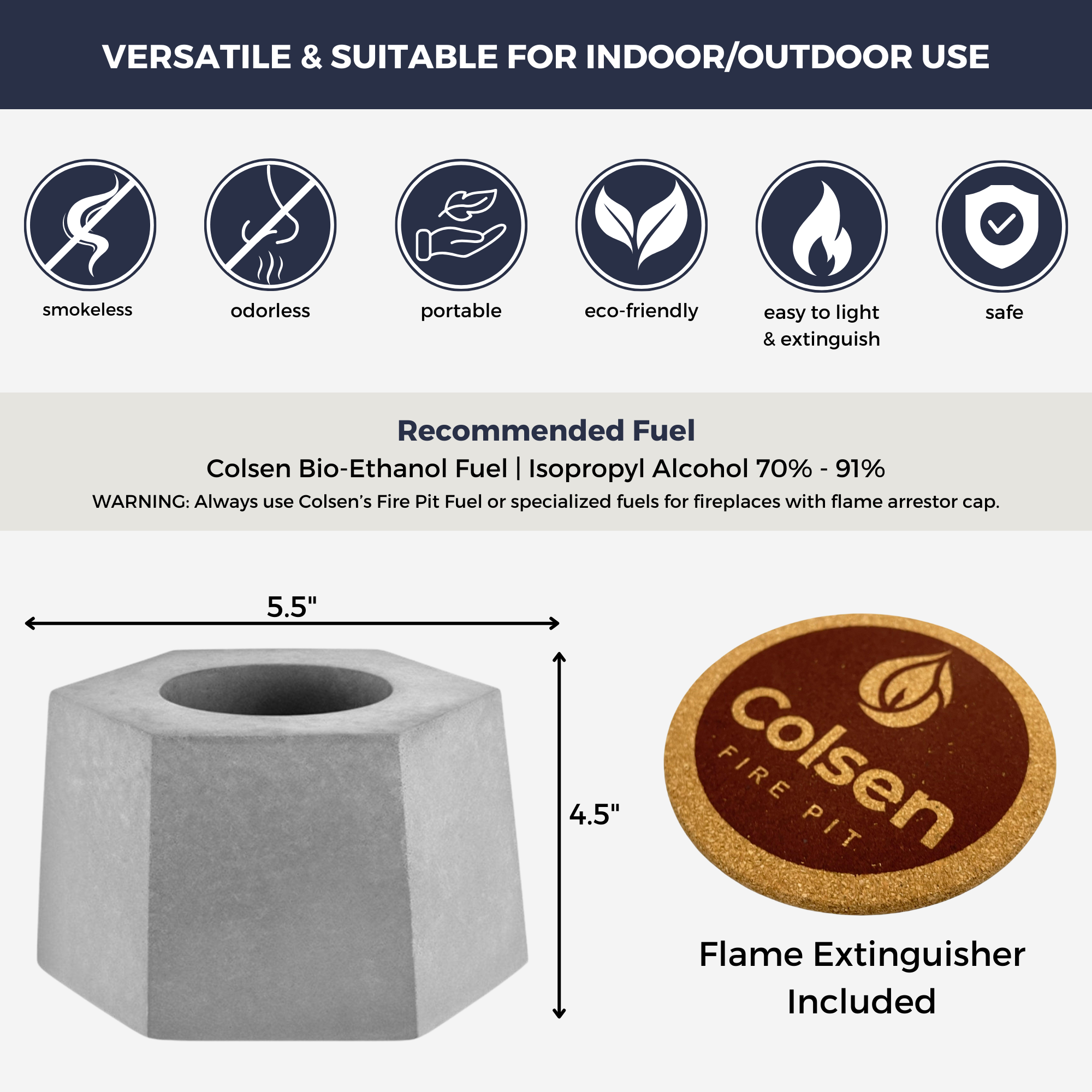 Colsen Hex Tesla Tabletop Fire Pit